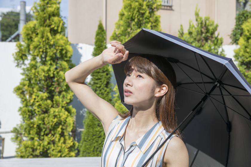 日傘をさす女性の画像