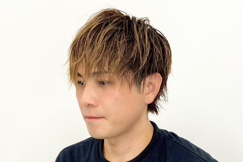 メンズヘアアイロンゆるふわパーマ風完成