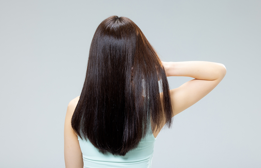 髪に現れる天使の輪の画像