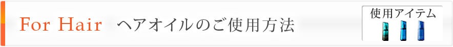 For Hair ヘアオイル（アウトバストリートメント）としてのご使用法